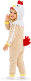 Toddler Beige Chicken Costume for Girls & Boys - 3D Hooded Animal Jumpsuit for Halloween Party