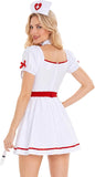 5 PCS Women's White Nurse Costume, Cute Halloween Outfit Adult