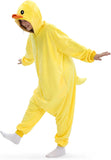 Adult Yellow Duck Onesie Costume - 3D Hooded Animal One-Piece Pajama for Halloween Men Women