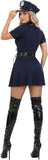 Police Officer Costume for Women, 5 PCS Flirty Navy Blue V-Neck Cop Uniform Dress Set, Halloween Cosplay Outfits