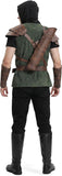 Men's Medieval Renaissance Archer Costume Adult Hooded Forest Hunter Costume for Halloween Cosplay Party