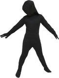 Kids Black Full Body Suit Costume, Boys Girls Faceless Bodysuit Halloween Costume
