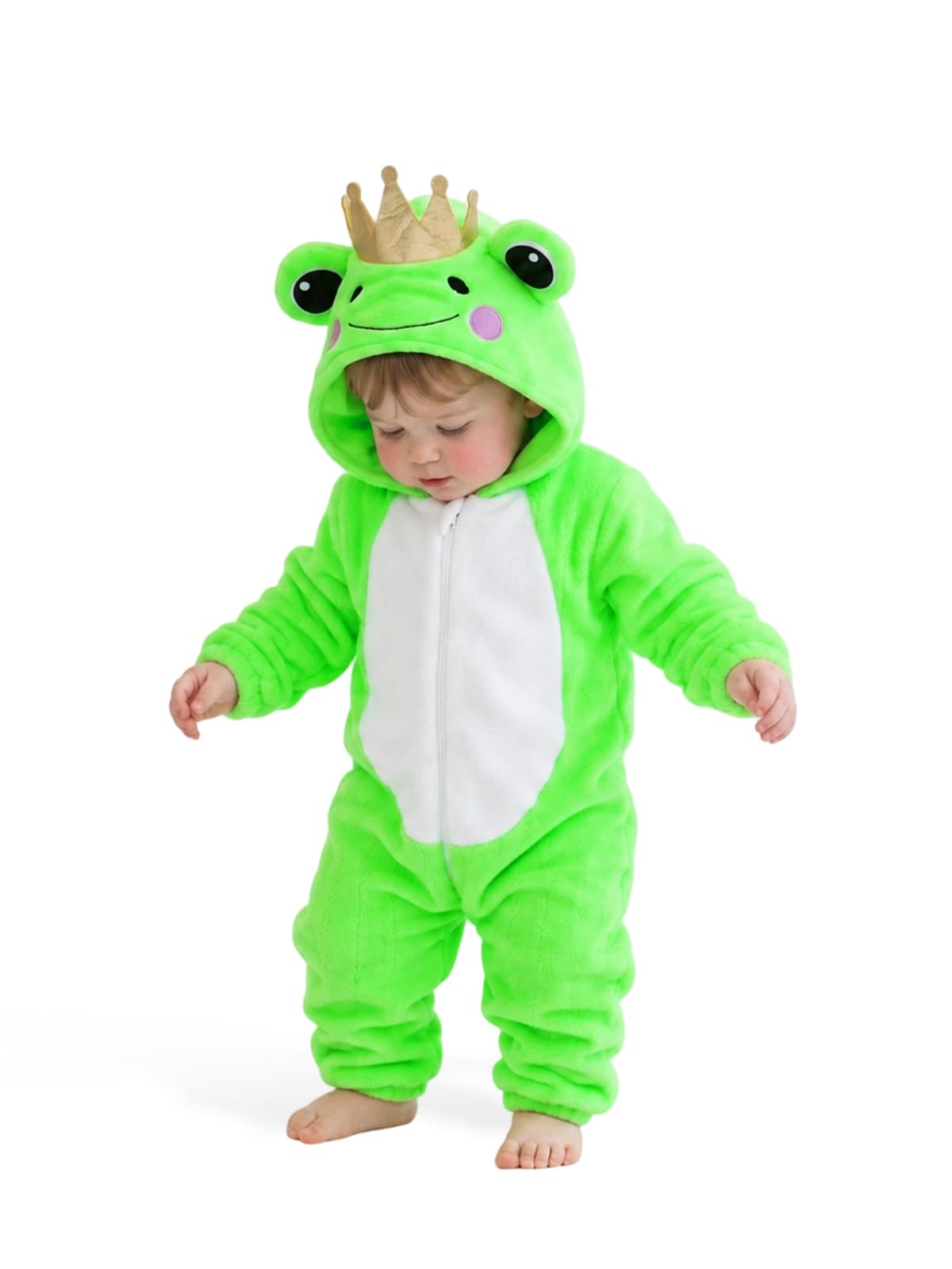 Toddler Frog Costume for Girls & Boys - 3D Hooded Animal Jumpsuit for Halloween Party