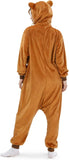 Adult Capybara Onesie Costume - 3D Hooded Animal One-Piece Pajama for Halloween Men Women