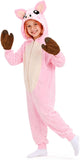 Kids Pig Costume for Girls & Boys - 3D Hooded Animal Jumpsuit for Halloween Party