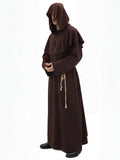 Men's Medieval Hooded Priest Costume - Friar Monk Robe for Renaissance Cosplay Halloween