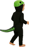 Dinosaur Skeleton Costume for Toddler Boys, Halloween Jumpsuit with Hood and Tail - Dino Hood with Teeth Design