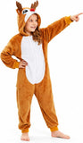 Kids Reindeer Costume for Girls & Boys - 3D Hooded Animal Jumpsuit Costume for Halloween & Christmas Party
