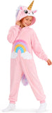 Kids Pink Unicorn Costume for Girls & Boys - 3D Hooded Animal Jumpsuit for Halloween Party