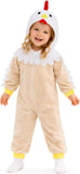 Toddler Beige Chicken Costume for Girls & Boys - 3D Hooded Animal Jumpsuit for Halloween Party
