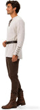Men's Medieval Vintage Pirate Viking Shirt Lace Up Long Sleeve with Belt Renaissance Costume for Halloween