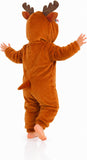 Toddler Light Brown Reindeer Costume for Girls & Boys - 3D Hooded Animal Jumpsuit for Halloween Party