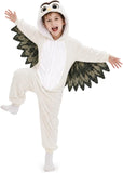 Kids White Owl Costume for Halloween with 3D Hood and Layered Wings