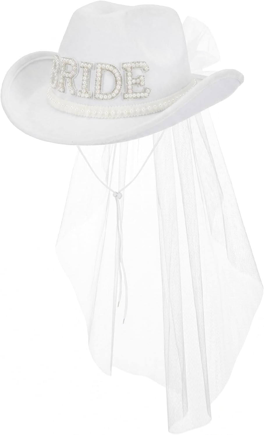 Cowgirl Cowboy Hat White Wedding Veil Hat for Halloween