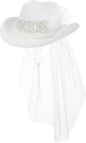 Cowgirl Cowboy Hat White Wedding Veil Hat for Halloween