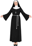 4 PCS Womens Nun Costume Set Traditional Black & White Dress