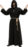 Men's Medieval Hooded Priest Costume - Friar Monk Robe for Renaissance Cosplay Halloween