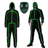 Adult Light-Up Stick Figure Halloween Costume with Mask for Halloween