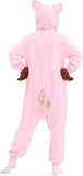 Adult Pink Pig Onesie Costume - 3D Hooded Animal One-Piece Pajama for Halloween Men Women