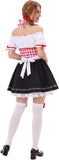 3 PCS Oktoberfest Dirndl Dress for Women, Red Gingham Bavarian Beer Girl Costume Halloween Costume
