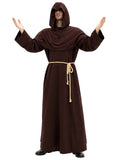 Men's Medieval Hooded Priest Costume - Friar Monk Robe for Renaissance Cosplay Halloween