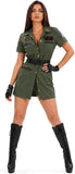 4PCS Women's Halloween Military Pilot Costume