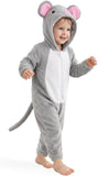 Toddler Mouse Costume for Girls & Boys - 3D Hooded Animal Jumpsuit for Halloween Party