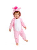 Toddler Pink Horse Costume for Girls & Boys - 3D Hooded Animal Jumpsuit for Halloween Party