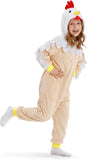 Kids Chicken Costume for Girls & Boys - 3D Hooded Rooster Jumpsuit Costume for Halloween Party