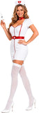 White Nurse Costume for Women, 5 PCS Classic Flirty Nurse Dress Outfit, Halloween Role Play Outfits
