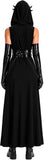 3 PCS Sexy Devil Costume for Women Hooded Black Maxi Dress