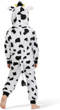 Kids Cow Costume for Girls & Boys - 3D Hooded Animal Jumpsuit Costume for Halloween Party