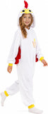Kids Chicken Costume for Girls & Boys - 3D Hooded Rooster Jumpsuit Costume for Halloween Party