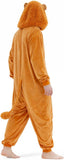 Adult Lion Onesie Costume - 3D Hooded Animal One-Piece Pajama for Halloween Men Women
