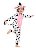 Kids Cow Costume for Girls & Boys - 3D Hooded Animal Jumpsuit Costume for Halloween Party