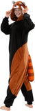 Adult Red Panda Onesie Costume - 3D Hooded Animal One-Piece Pajama for Halloween Men Women