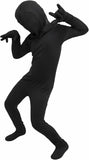 Kids Black Full Body Suit Costume, Boys Girls Faceless Bodysuit Halloween Costume