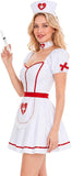 5 PCS Women's White Nurse Costume, Cute Halloween Outfit Adult
