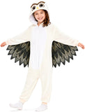 Kids White Owl Costume for Halloween with 3D Hood and Layered Wings