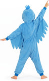Tropical Blue Bird Costume for Kids - 3D Hooded Animal Jumpsuit for Halloween Party