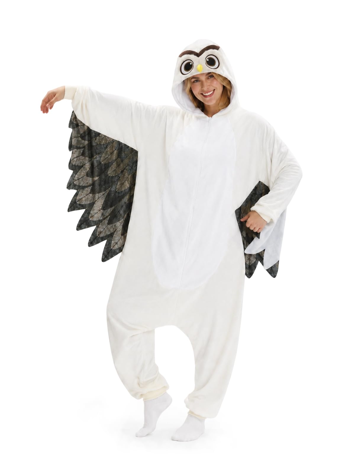 Adult Owl Onesie Costume - 3D Hooded Animal One-Piece Pajama for Halloween Men Women