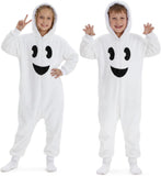 Kids Cute Ghost Costume for Girls & Boys - 3D Hooded Animal Jumpsuit for Halloween Party