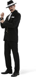 Men's Gangster Costume Adult Black Pinstripe Suit Costume with Accessories for Halloween Cosplay Party