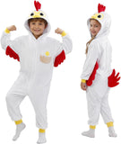 Kids Chicken Costume for Girls & Boys - 3D Hooded Rooster Jumpsuit Costume for Halloween Party