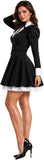 Women's Black Pinstripe Blazer Mini Dress Halloween Costume Set for Gothic Cosplay Party