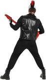 Men's Skeleton Rocker Costume Adult Punk Skull Costume with Accessories for Halloween Cosplay Party