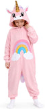 Kids Pink Unicorn Costume for Girls & Boys - 3D Hooded Animal Jumpsuit for Halloween Party