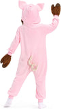 Kids Pig Costume for Girls & Boys - 3D Hooded Animal Jumpsuit for Halloween Party