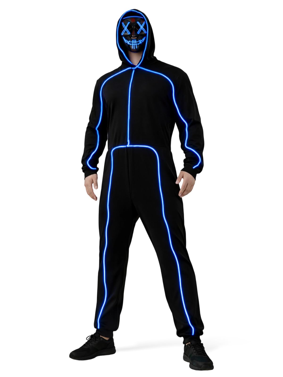 Adult Light-Up Stick Figure Halloween Costume with Mask for Halloween