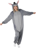 Adult Donkey Onesie Costume - 3D Hooded Animal One-Piece Pajama for Halloween Men Women